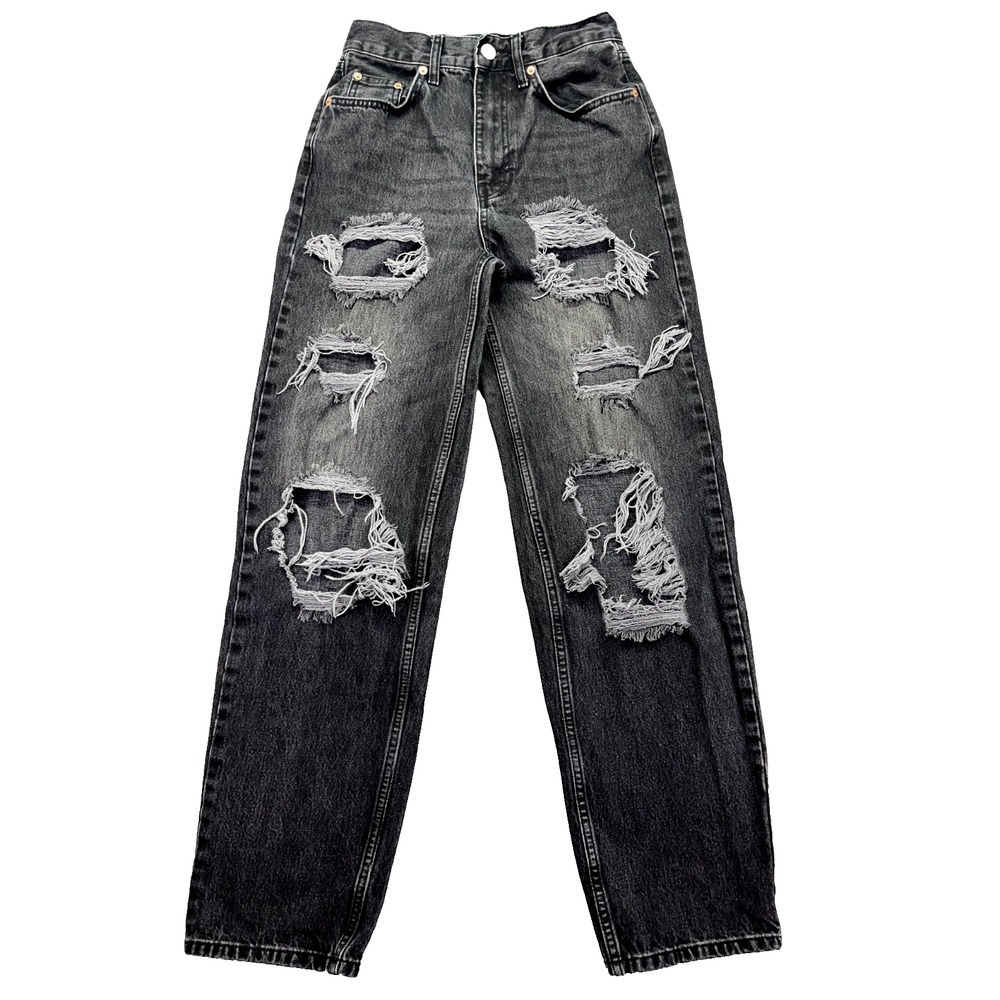 BDG URBAN OUTFITTERS Black High Rise Baggy Skater Distressed Sz 26 Fits 25" Y2K
